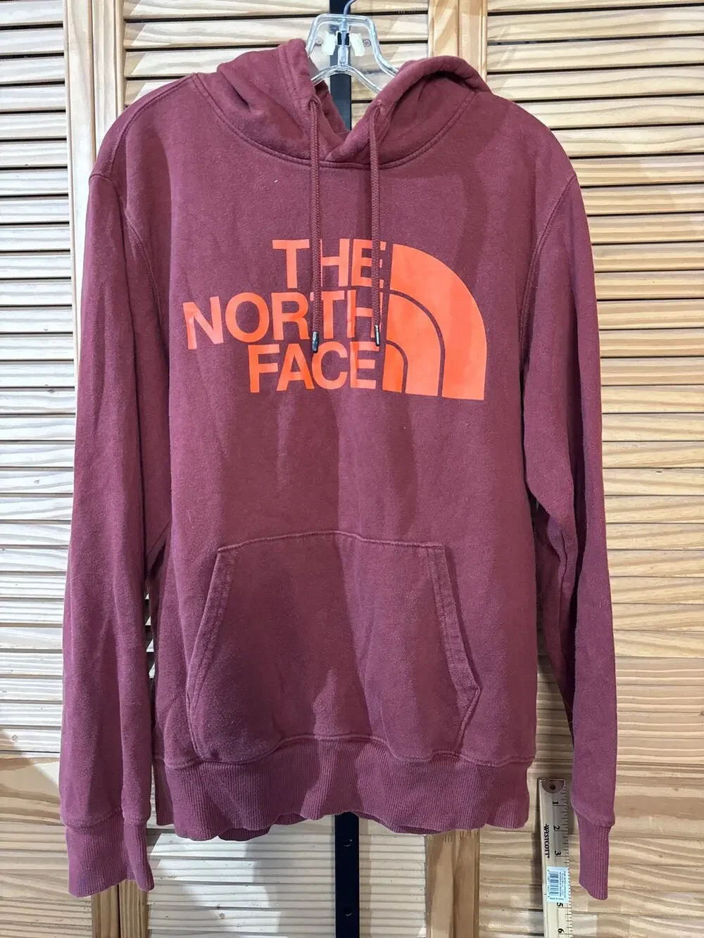 The North Face Full Zip Hoodie Maroon Burgundy Heathered Fleece Sweatshirt M